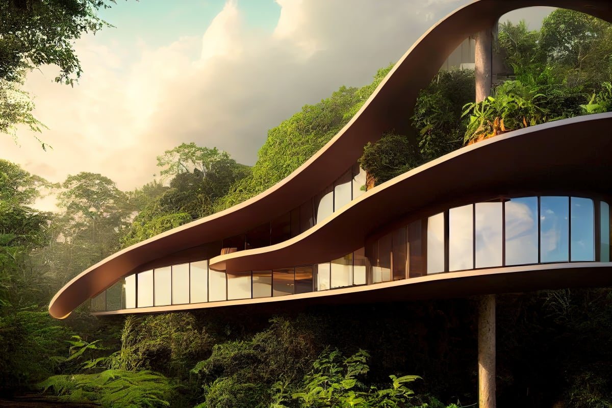 Edificio orgánico en madera — estudio